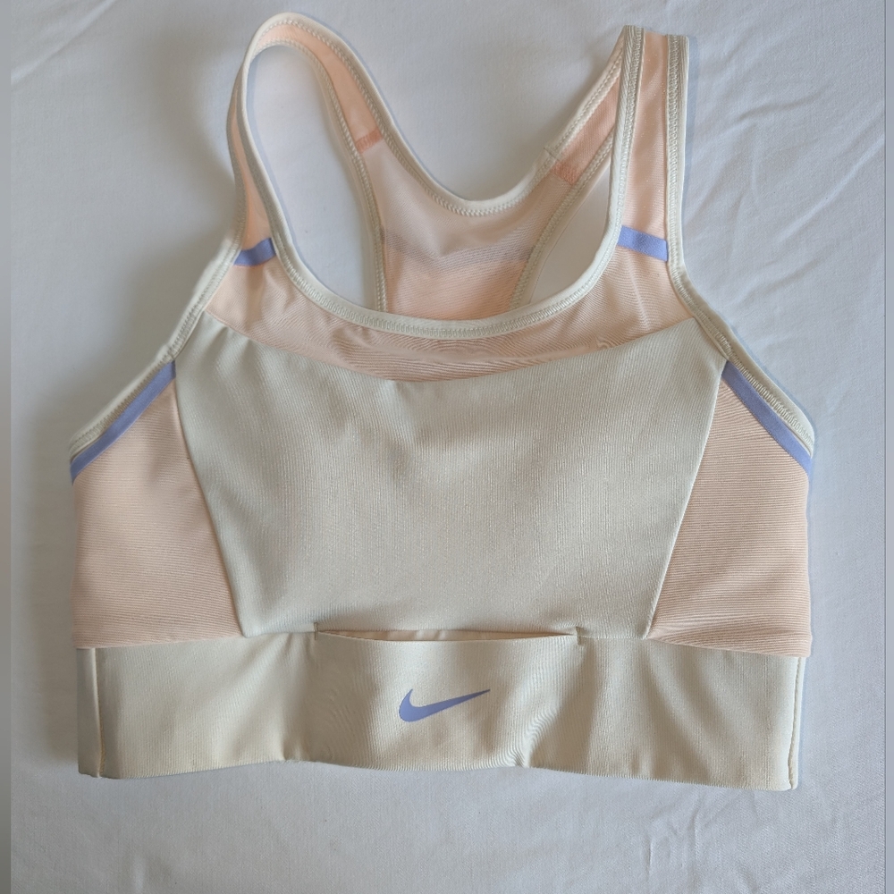 Nike Women's Cream and Peach Sports Bra